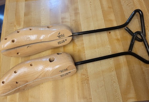Wood and metal shoe trees - and,